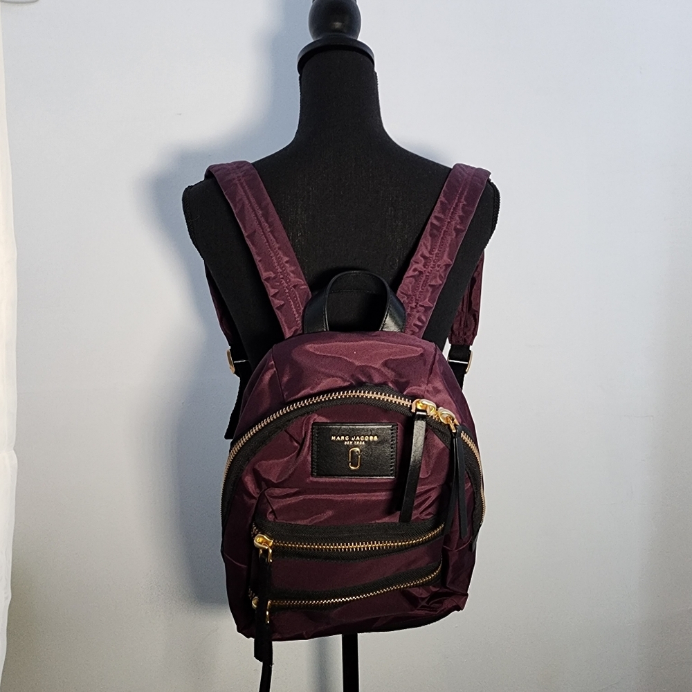 Marc Jacobs The Biker Nylon Medium Backpack in Maroon - Picture 7 of 11